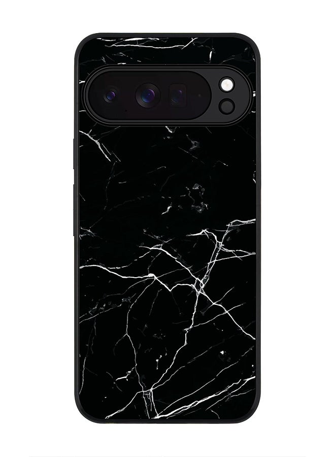 For Google Pixel 10 Pro Case,Slim fit Camera Protection, Shockproof Thin Phone cover  - Marble Print Black